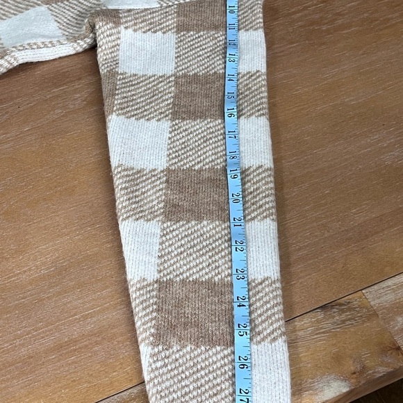 Loft Plaid Tan and White Women's Sweater L - Picture 8 of 8